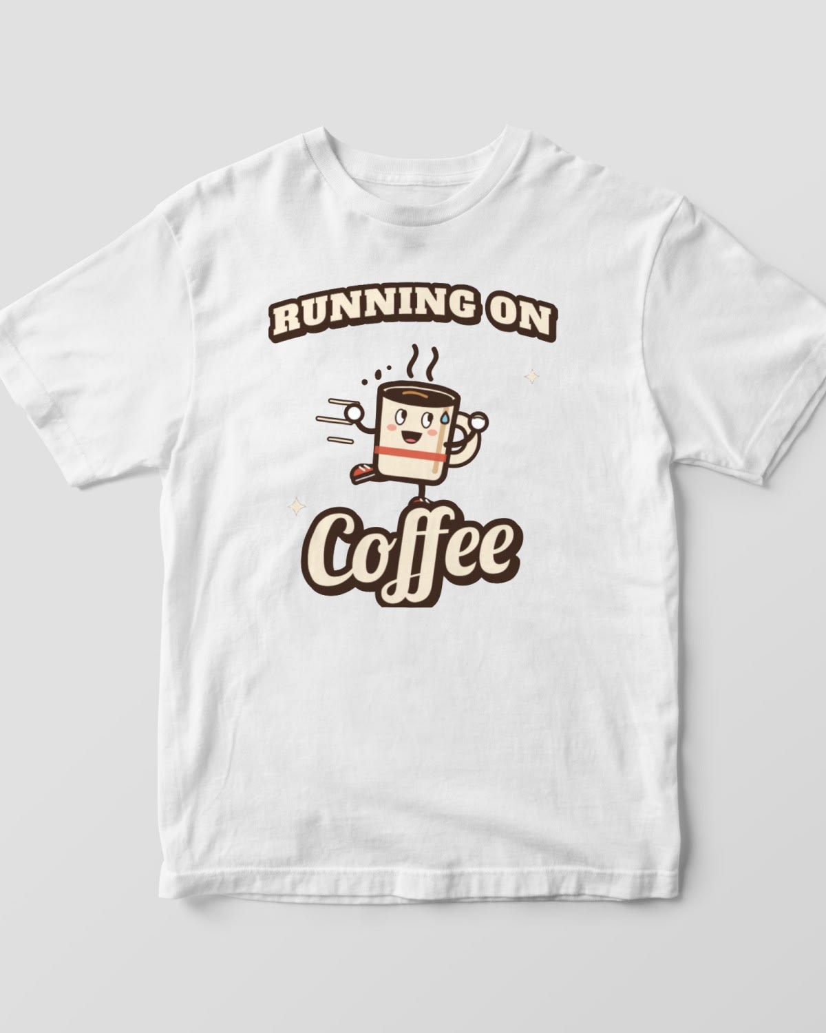 Funny T-Shirt with the "Running on coffee." design