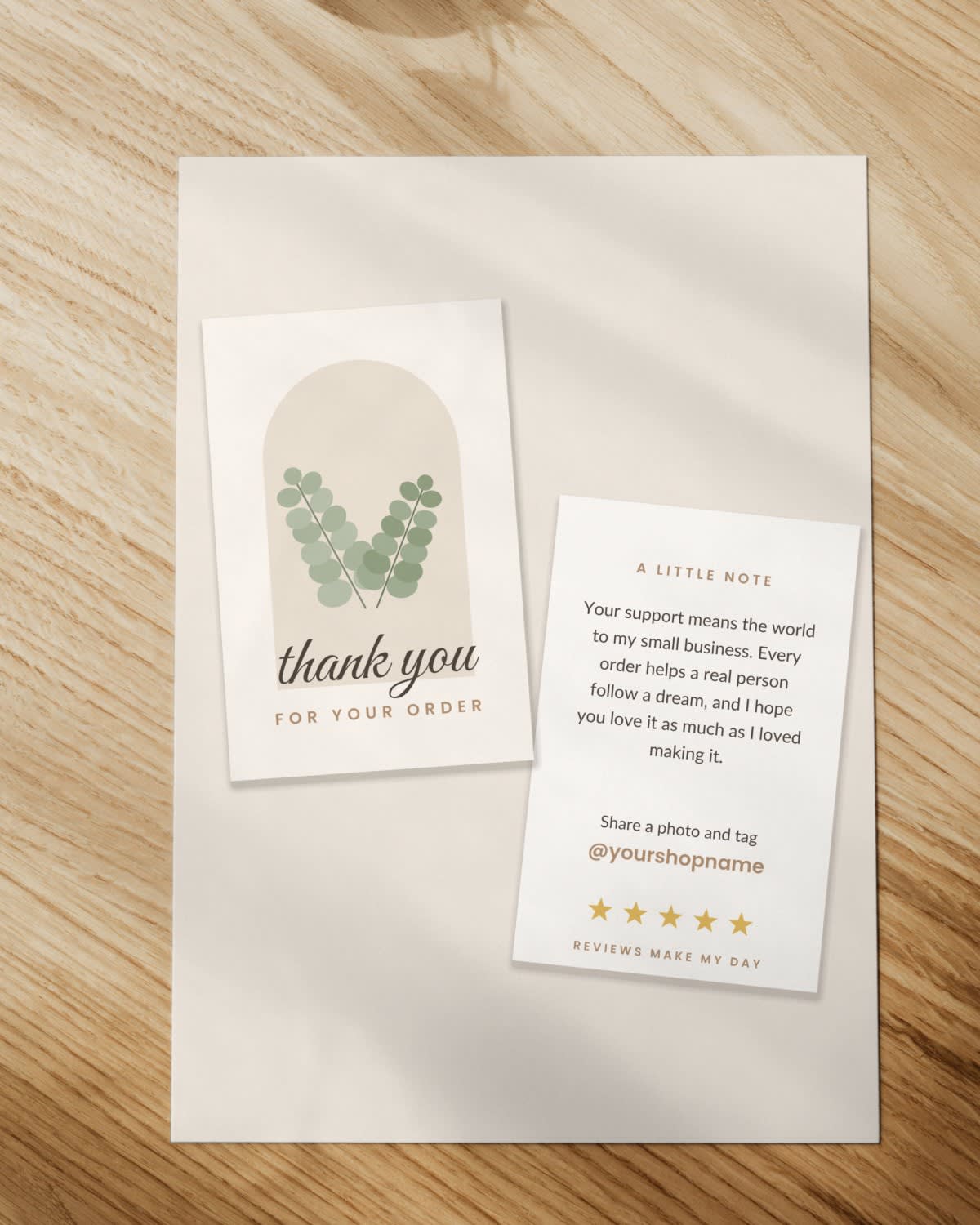 Small Business Thank You Card Template printed on paper