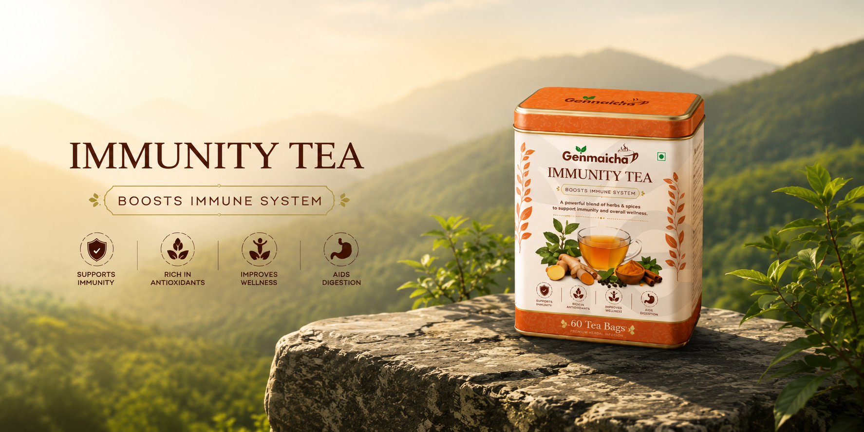 Genmaichaa Premium Organic Herbal Wellness Tea Banner 1