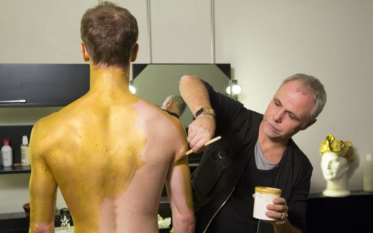 The makeup for the Golden Idol in La Bayadère
