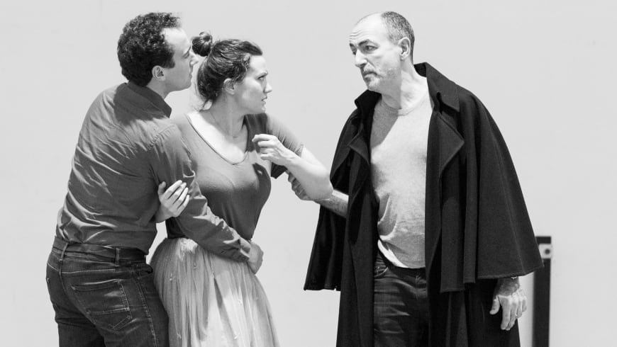 Cyrille Dubois (Rubempré), Julie Fuchs (Esther) and Laurent Naouri (Carlos Herrera) 