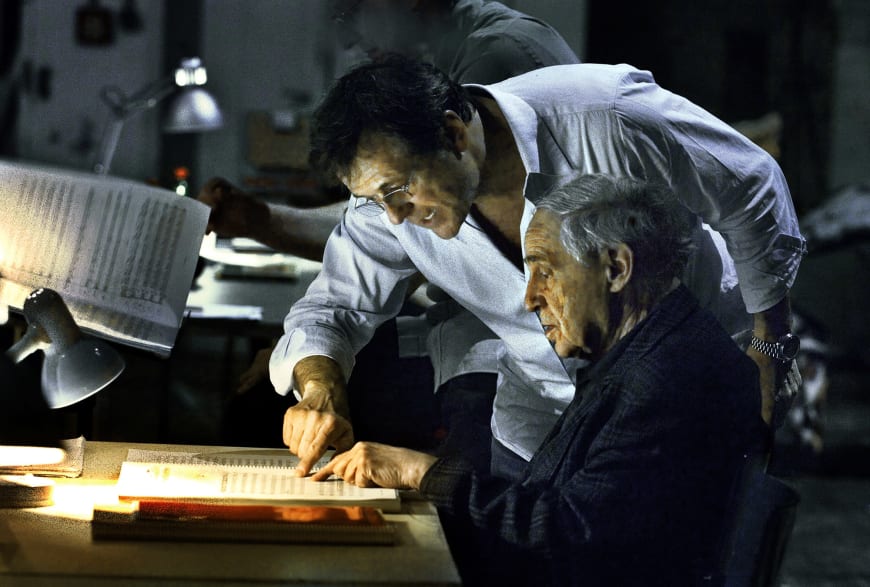 Patrice Chéreau et Pierre Boulez en répétition pour De la maison des morts de Leoš Janáček  au Theater an der Wien, 2007