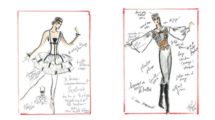 Maquettes de costume Soliste femme (3e mouvement) et Corps de ballet homme (4e mouvement)