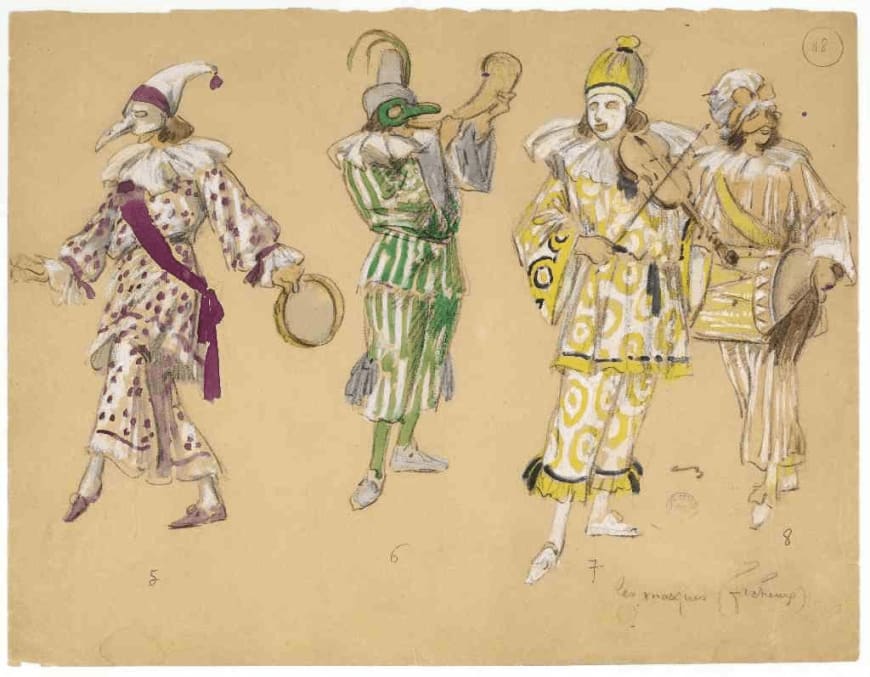 Charles Bétout, planche de costumes pour les masques dans 