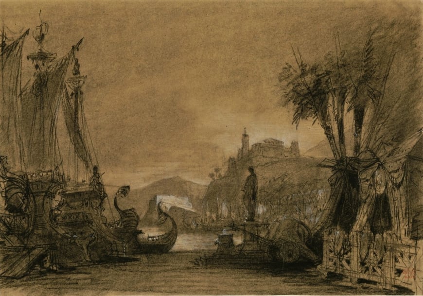 Esquisse de décor de l’acte III pour Les Troyens à Carthage par Charles-Antoine Cambon, 1863