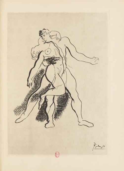 Pablo Picasso (d'après), Deux danseurs (1925)
reproduction issue de l'ouvrage
Pablo Picasso, Grâce et mouvement
Zürich, Louis Grosclaude, 1943
BnF, Réserve des livres rares
