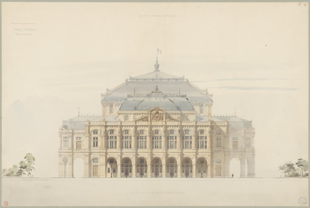 Eugène-Emmanuel Viollet-le-Duc, Académie impériale de musique, opera house project, 1852.
