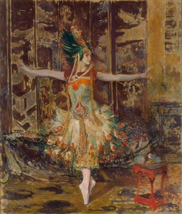 Jacques-Émile Blanche (1861-1942), Tamara Karsavina in the role of “The Firebird”; 1910. The Firebird, ballet by Igor Stravinsky.
