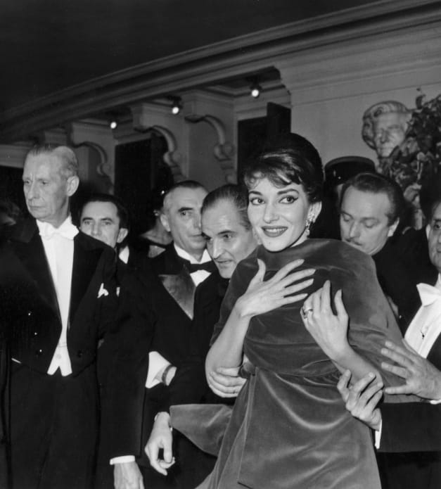 Maria Callas at the Palais Garnier, following the Légion d’honneur Gala, 19 December 1958