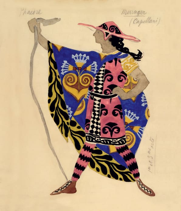 Dessin du costume de Paul Capellani dans le rôle de l’aède Eurytos dans 