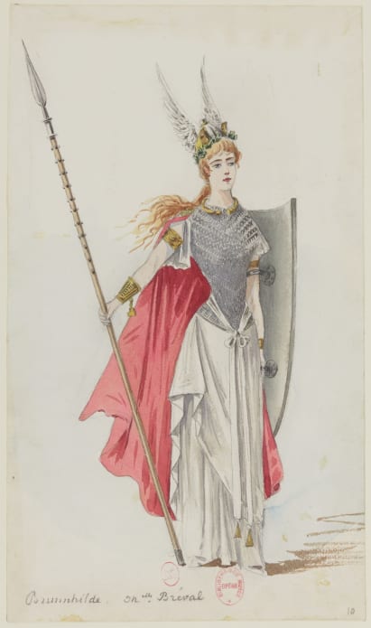 Costume model of Lucienne Bréval for the role of Brünnhilde in Richard Wagner's 