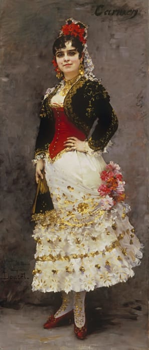 Célestine Galli-Marié in stage costume as ‘Carmen’.