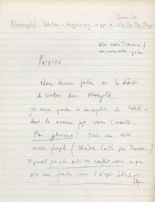 Pierre Boulez, Lettre adressée à Patrice Chéreau au sujet de la mise en scène de 