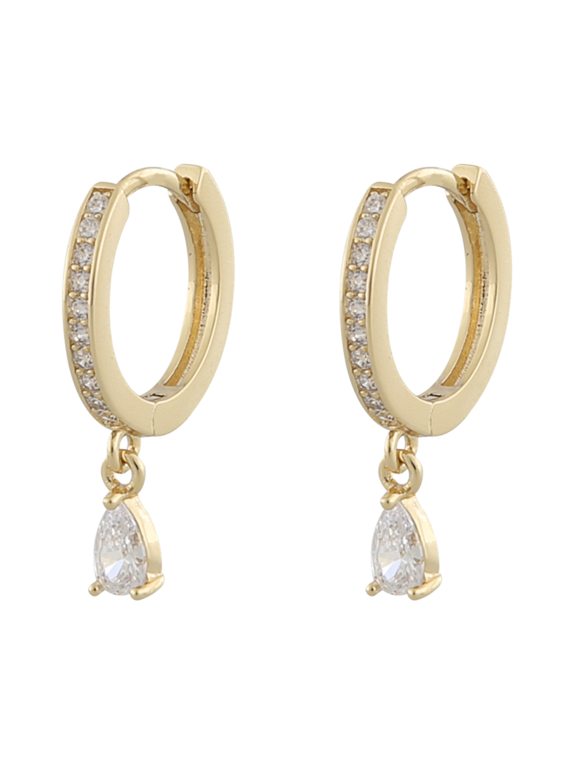 Camille drop ring ear g/clear - Snö of Sweden