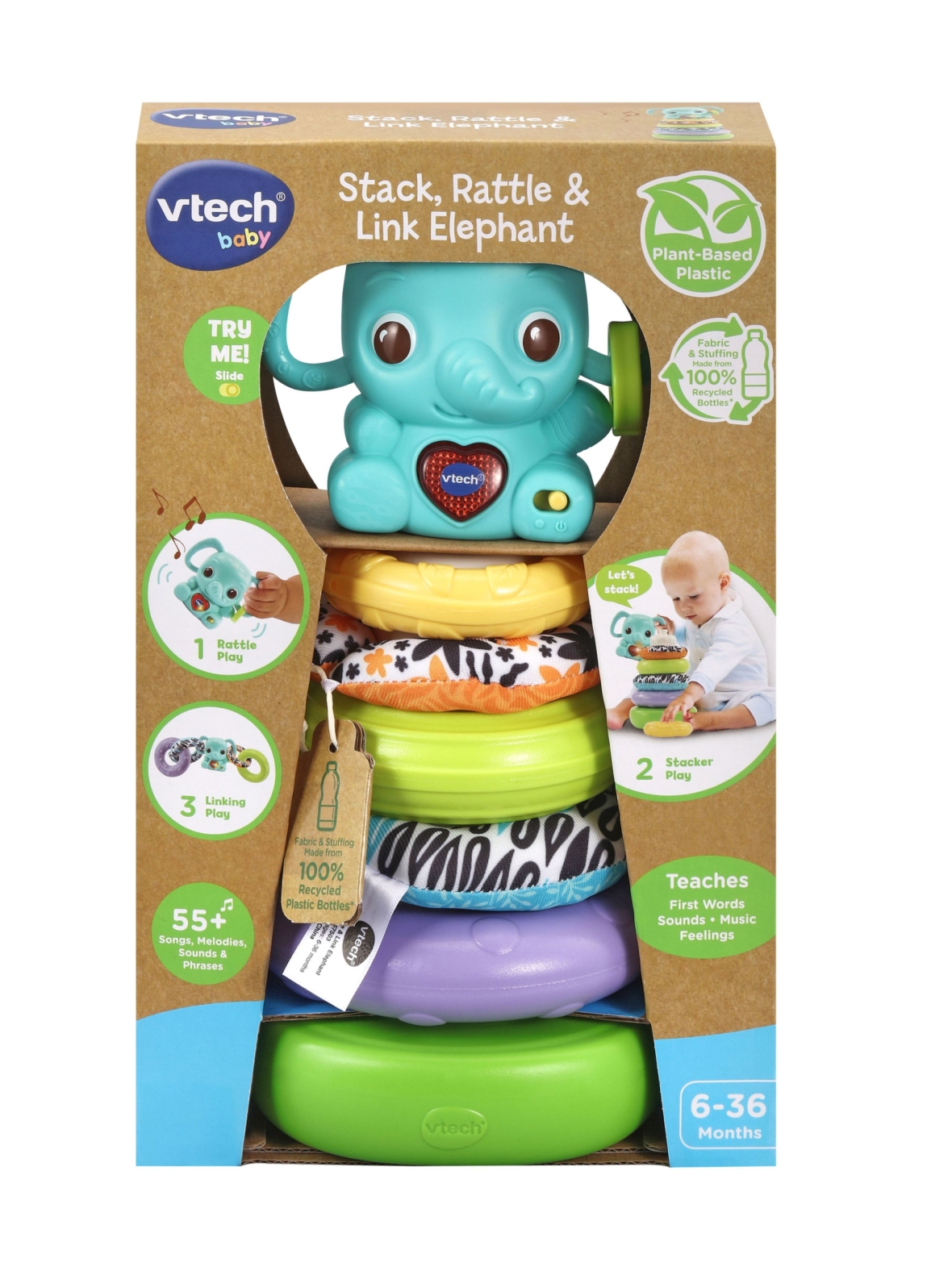 VTECH Leikkisetti Elefantti Pinoa, helistä ja yhdistä