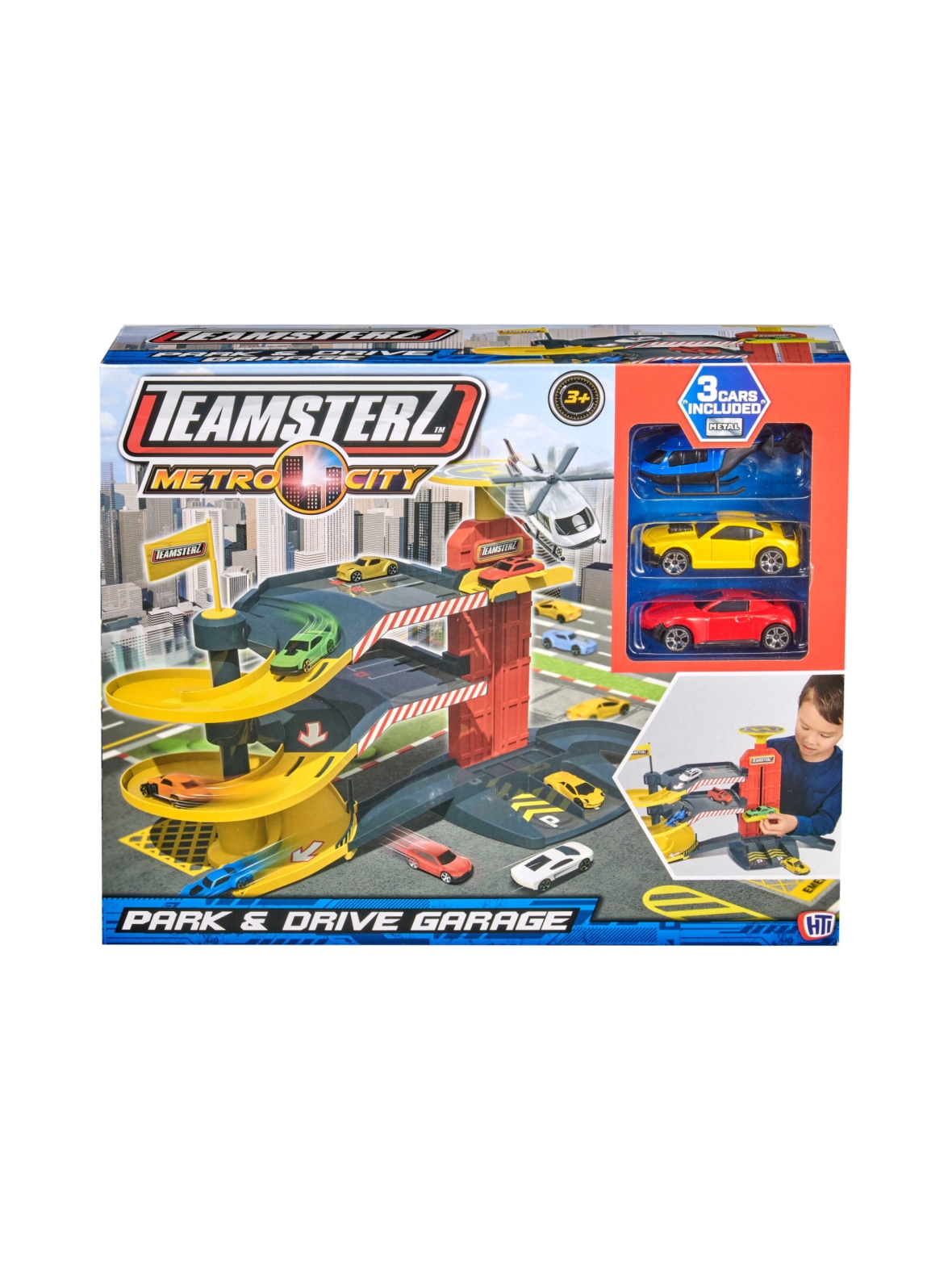 TEAMSTERZ Leikkisetti Pysäköi ja aja, 3 autoa