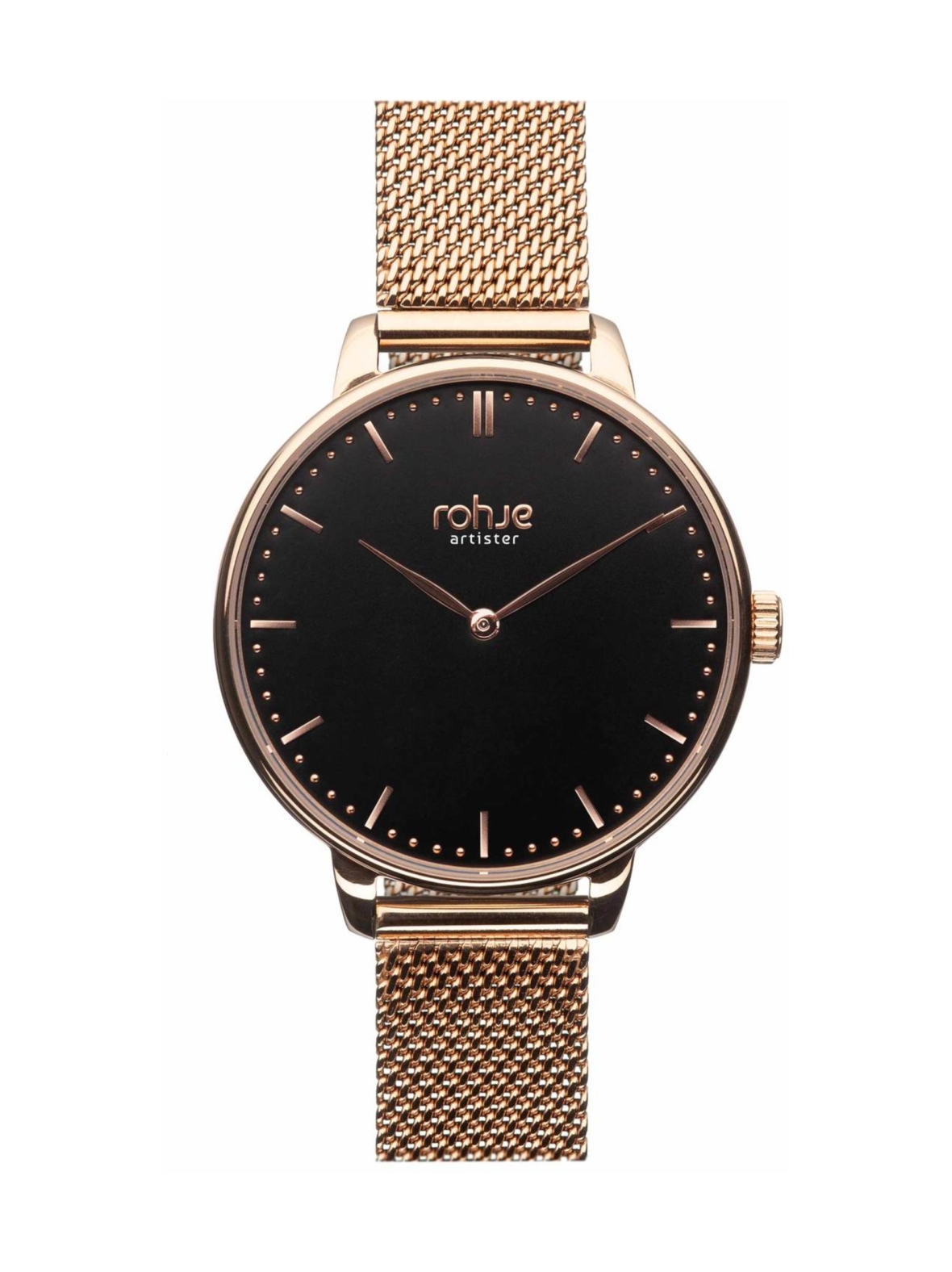 Rohje Artister Classic Black-rannekello, teräsrannekke