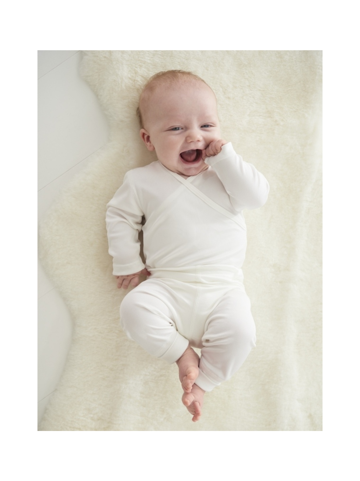 Ruskovilla body pitkät hihat - valkoinen luomusilkki