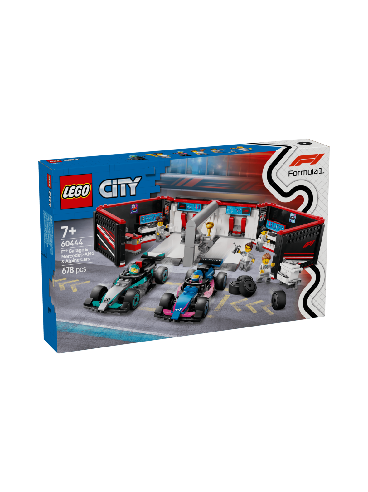 LEGO City F1®-talli ja Mercedes-AMG‑ ja Alpine-autot 60444