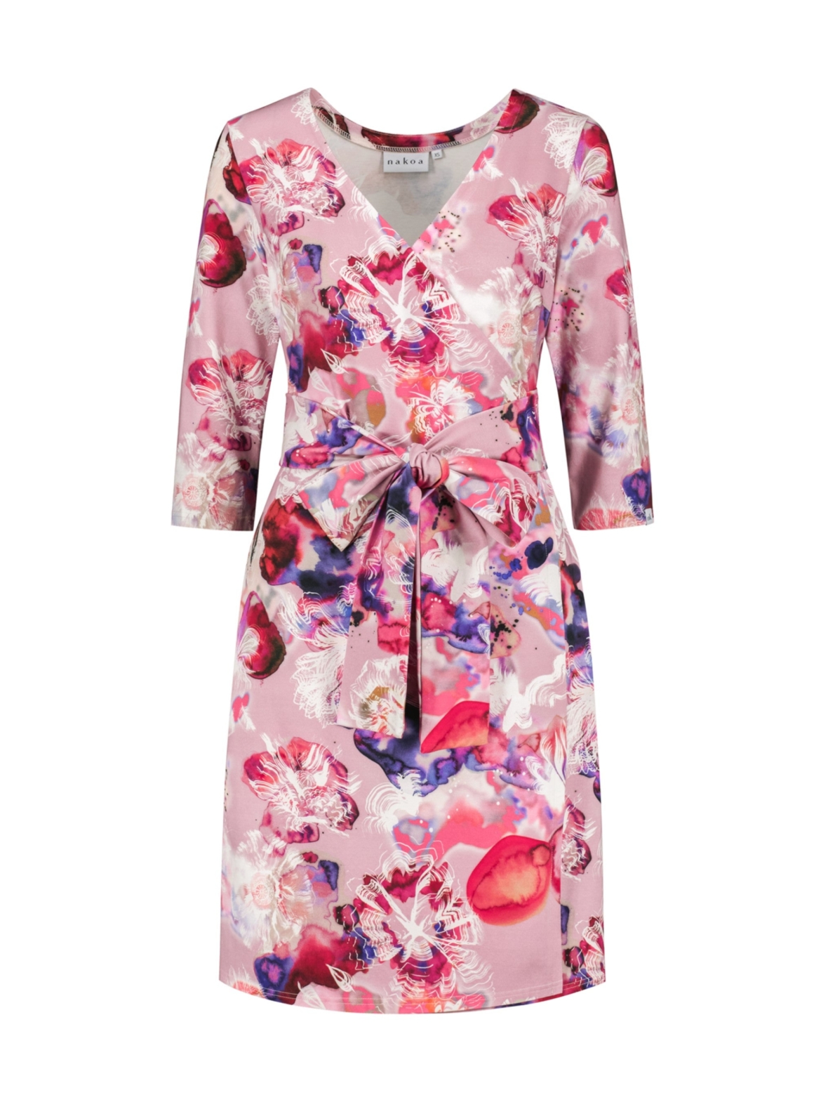 Print Wrap Dress, Coral Reef