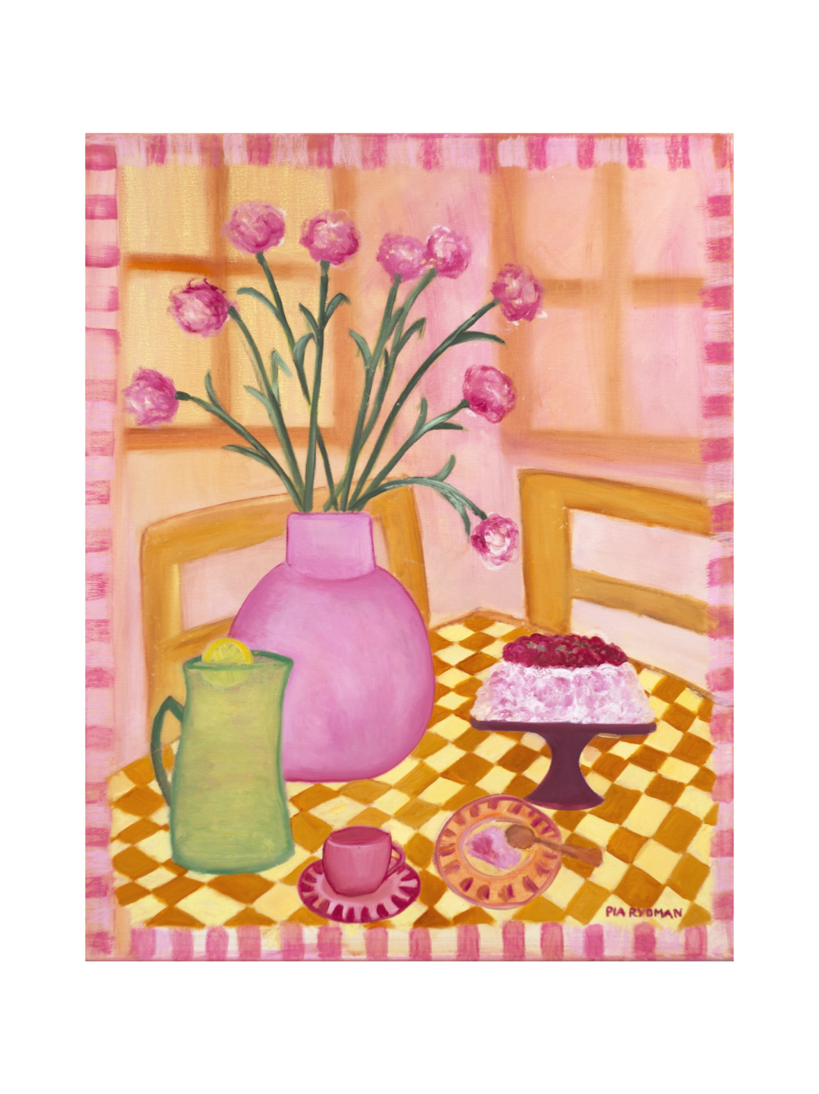 Sokerileipurin lauantai, öljyvärimaalaus, 100x80 cm, Pia Rydman