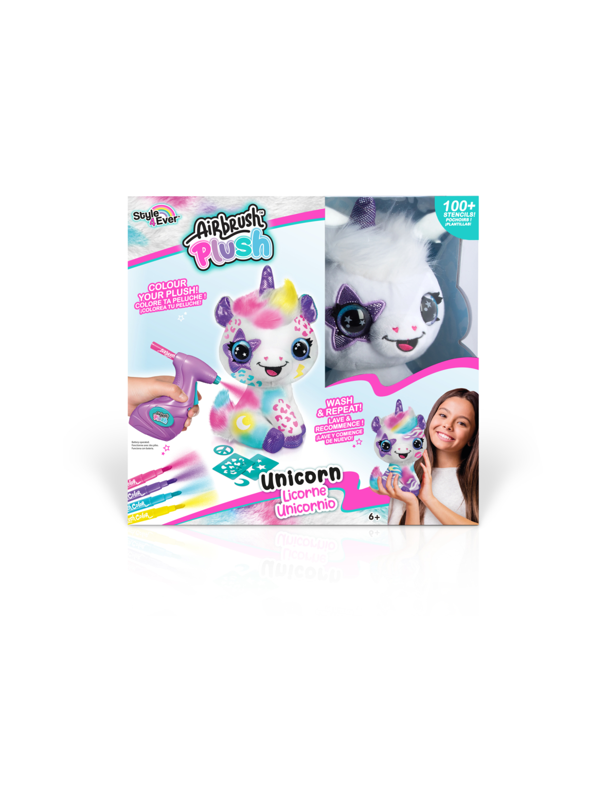 AIRBRUSH PLUSH Pehmoyksisarvinen ja kynäruisku, 25 cm