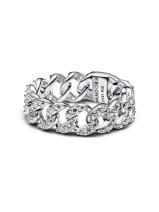 Pandora - Cuban chain sterling silver ring with clear cubic zirconia | Stockmann