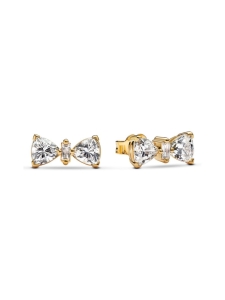 Pandora - Säihkyvä rusetti -nappikorvakorut Bow 14k gold-plated stud earrings with clear cubic zirconia 14k Gold-plated unique metal blend  Cubic Zirconia Clear 263507C01 | Stockmann