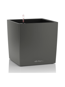 Lechuza - Cube Premium 40 Tummaharmaa Altakasteluruukku pyörillä ∅40x40cm korkeus 40cm - TUMMAHARMAA KIILTÄVÄPINTA | Stockmann