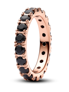 Pandora - Pandora Timeless musta sormus, 14k ruusukullattu, kristalli – 180050C02 | Stockmann