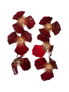 Upcycle with Jing - Kolminkertaiset Omenakukka Korvaneulat - Punainen - PUNAINEN | Stockmann