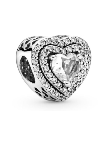 Pandora - Säihkyvät sydänkerrokset -hela Heart sterling silver charm with clear cubic zirconia Sparkling Levelled Hearts 799218C01 | Stockmann