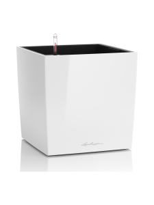 Lechuza - Cube Premium 40 Valkoinen Altakasteluruukku pyörillä ∅40x40cm korkeus40cm - VALKOINEN KIILTÄVÄPINTA | Stockmann