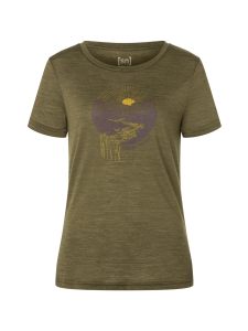 super.natural - W WATERFALL TEE - OLIVE NIGHT MELANGE/PEPPERCORN | Stockmann