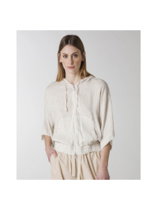 Deha - Raidallinen paita hupulla, valkoinen - VALKOINEN | Stockmann