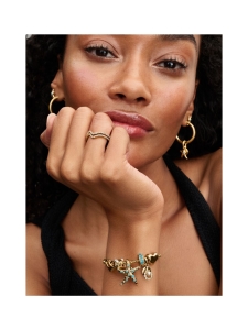 Pandora - gold-plated clip with icy blue and capri blue crystal and silicone grip-763902C01 | Stockmann