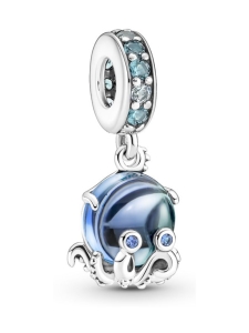 Pandora - Suloinen muranolasinen mustekala -riipushela Octopus sterling silver dangle with bleached aqua blue, icy green, stellar blue crystal and bi-color green blue Murano glass Murano Glass Cute Octopus Dangle Charm 791694C01 | Stockmann