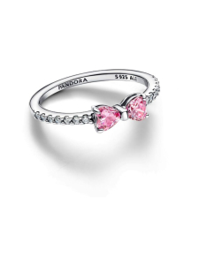 Pandora - Bow sterling silver ring with fancy pink and clear cubic zirconia 193510C01 | Stockmann