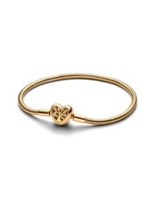 Pandora - *Snake chain 14k gold-plated bracelet heart clasp | Stockmann