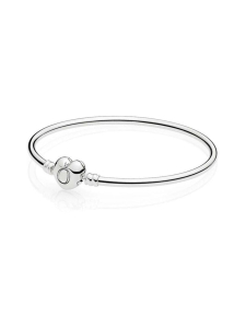 Pandora - Silver bangle with heart-shaped clasp Moments Silver Bangle, Logo Heart Clasp 596268 | Stockmann