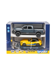 BRUDER - BRUDER Dodge RAM Power Wagon -avolava, kilpa-auto ja kuljetustraileri, 1:16 | Stockmann
