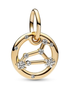 Pandora - Leijona-riipushela Leo zodiac 14k gold-plated dangle with clear cubic zirconia Leo Zodiac Dangle Charm 762725C01 | Stockmann