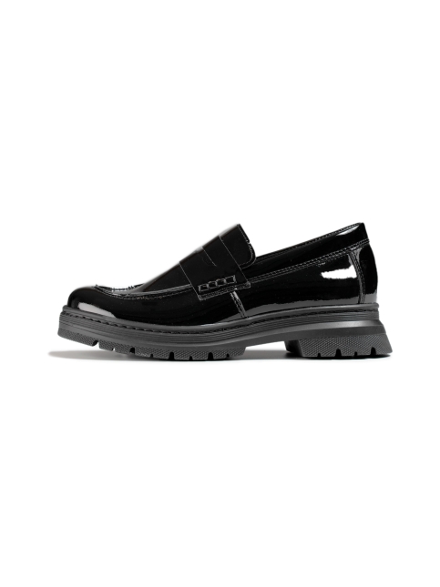 Black leather loafers