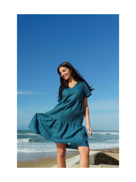 Nakoa - Pellava Kerrosmekko, Crystal Teal - OXFORD NAVY (TUMMANSININEN) | Stockmann - photo 3