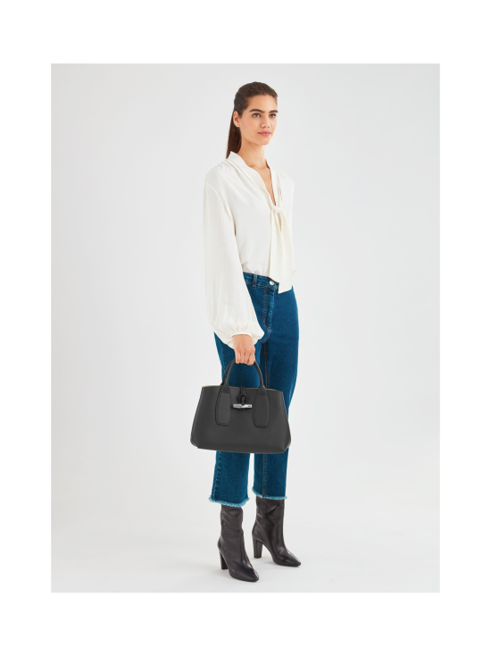 Longchamp - Roseau Top Handle Bag M - Nahkalaukku - BLACK - photo 2 Longchamp - Roseau Top Handle Bag M - Nahkalaukku - BLACK | Stockmann - photo 2