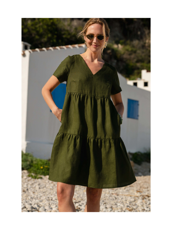 Nakoa - Pellava Kerrosmekko, Olive Green - OLIVE GREEN (OLIIVINVIHREÄ) | Stockmann - photo 5