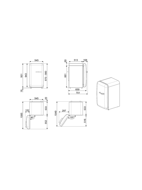 Smeg - Smeg FAB10HLBL6 Happy Bar jääkaappi, musta vasenkätinen | Stockmann - photo 2