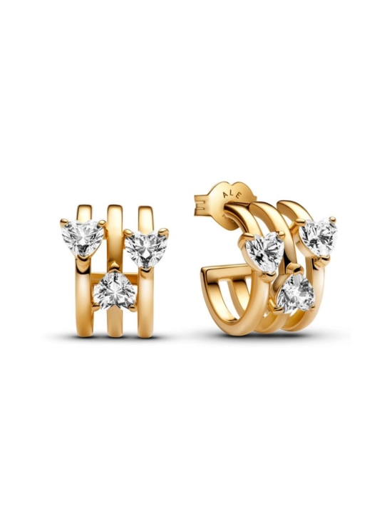 Pandora - Kolmen sydämen korvarenkaatHearts and lines 14k gold-plated hoop earrings with clear cubic zirconia Triple Heart Hoop Earrings - photo 2 Pandora - Kolmen sydämen korvarenkaatHearts and lines 14k gold-plated hoop earrings with clear cubic zirconia Triple Heart Hoop Earrings | Stockmann - photo 2