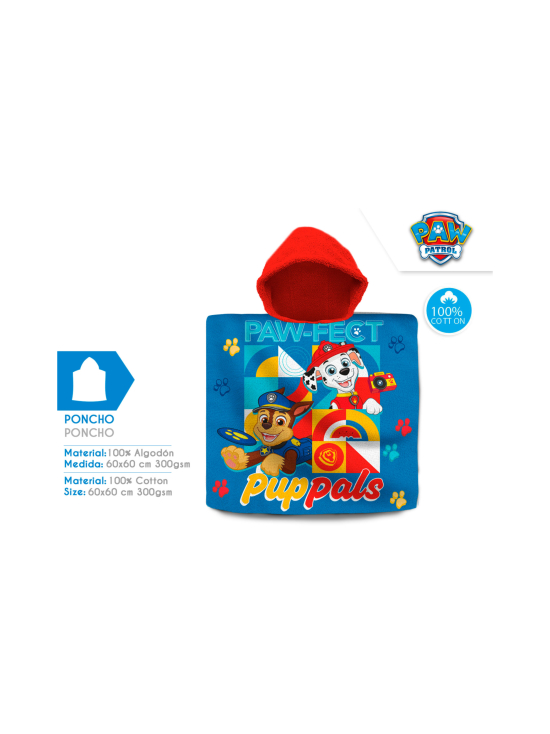 PAW PATROL - PAW PATROL Kylpyponcho, puuvillaa, 60 x 120 cm | Stockmann - photo 3