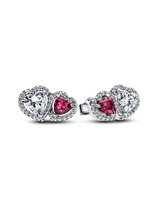 Pandora - Sädekehäsydämet-nappikorvakorutHearts sterling silver stud earrings with cherries jubilee red crystal and clear cubic zirconia Halo Hearts Stud Earrings | Stockmann - photo 1